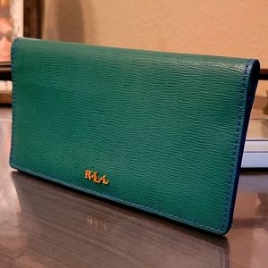 Lauren Ralph Lauren 'TATE' bi-fold Leather Wallet NWOT, Emerald Green